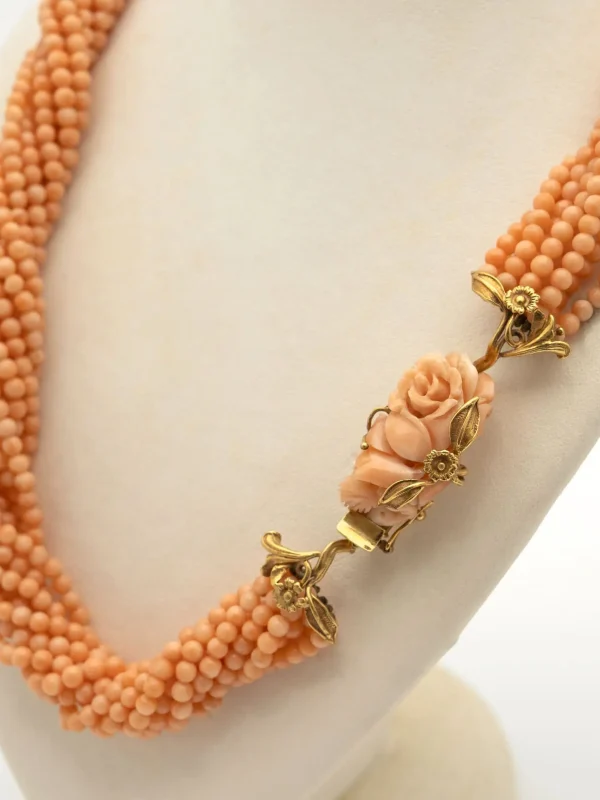 Collana Multifilo in Corallo Rosa